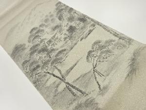 手描き平等院山並模様袋帯